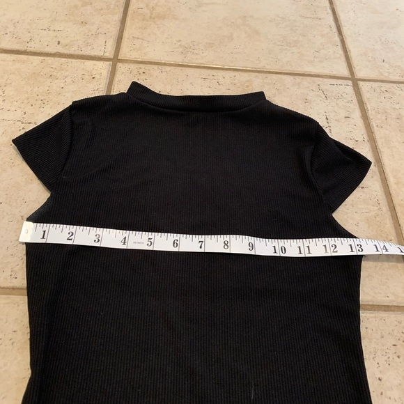 💜 PrettyLittleThing Black Ribbed Bodycon Mini Dress, Size US 4 - Picture 3 of 7